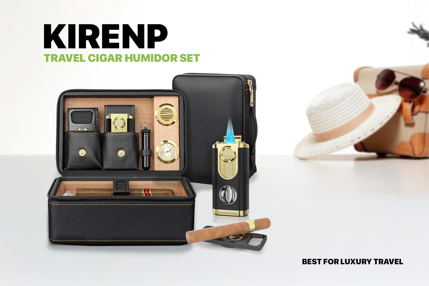 Kirenp Travel Cigar Humidor Set