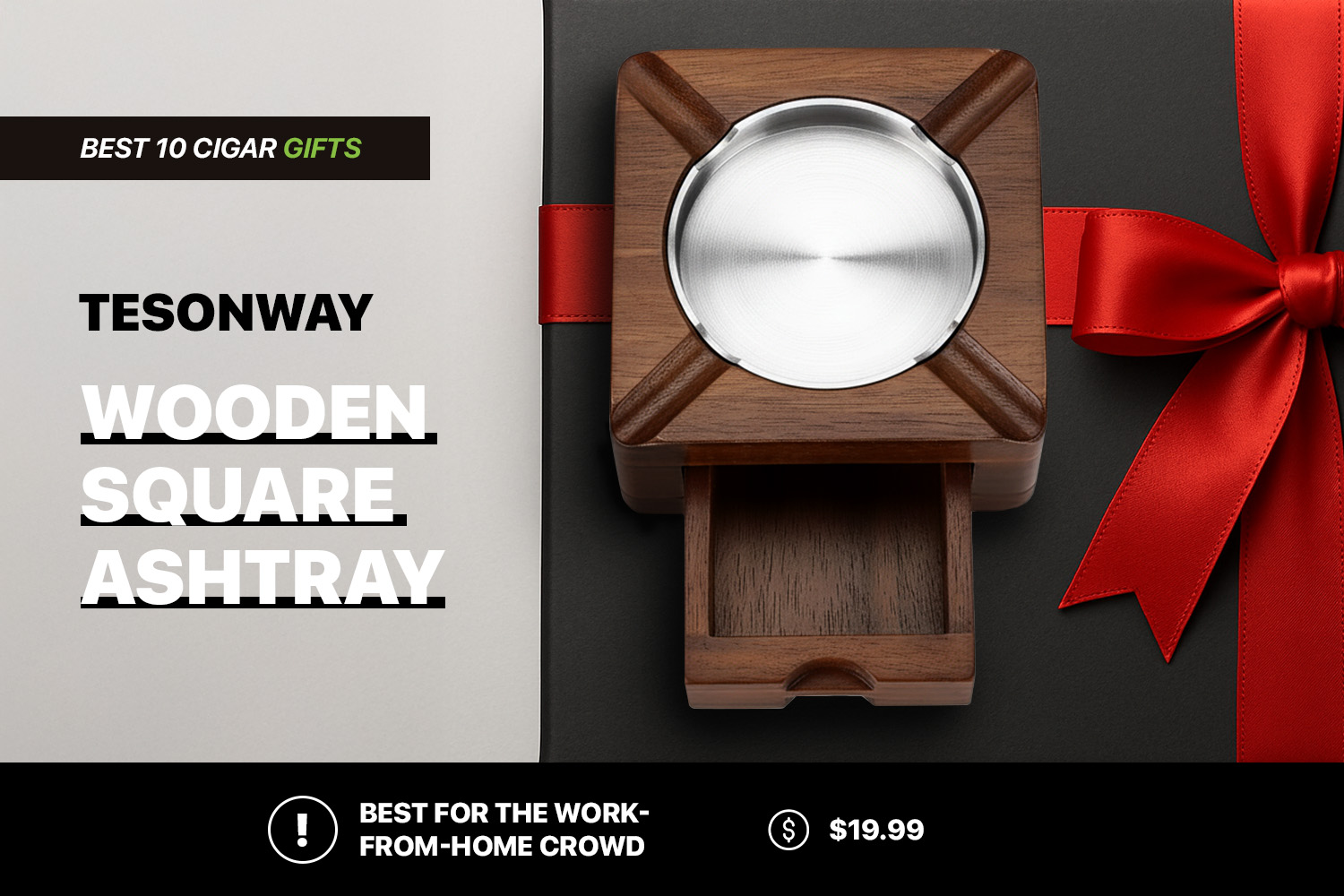 Tesonway Wooden Square Ashtray